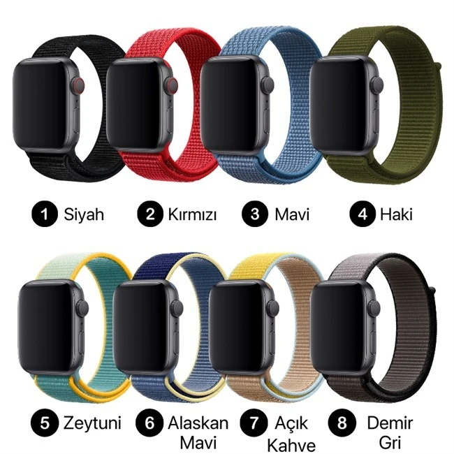 Apple Watch Uyumlu Hasır Bez Kordonlar