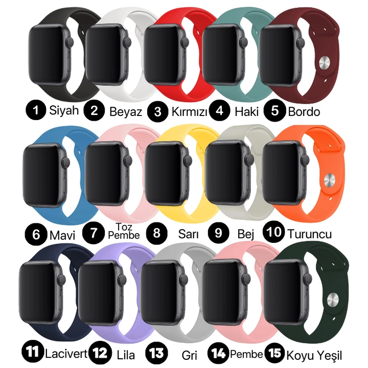 Apple Watch Uyumlu Silikon Kordonlar										