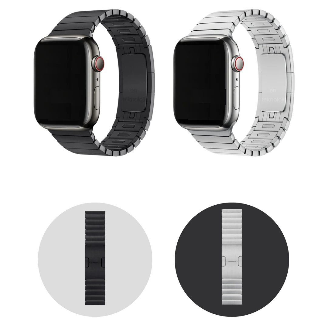 Apple Watch Uyumlu Balıksırtı Baklalı Çelik Kordonlar