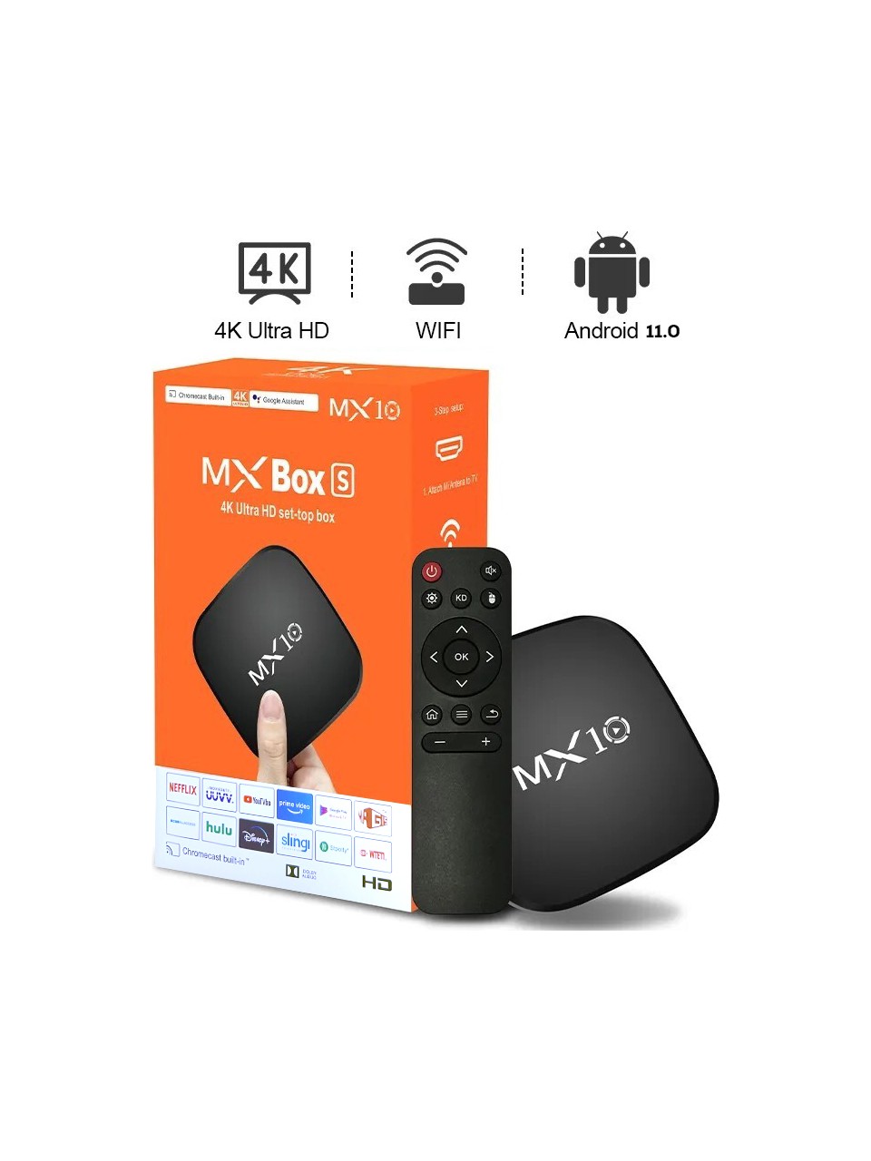 MX Box Android Tv Smart Box MX10 Kablolu-Kablosuz Tv Quad Core Cpu 4K Tv Box