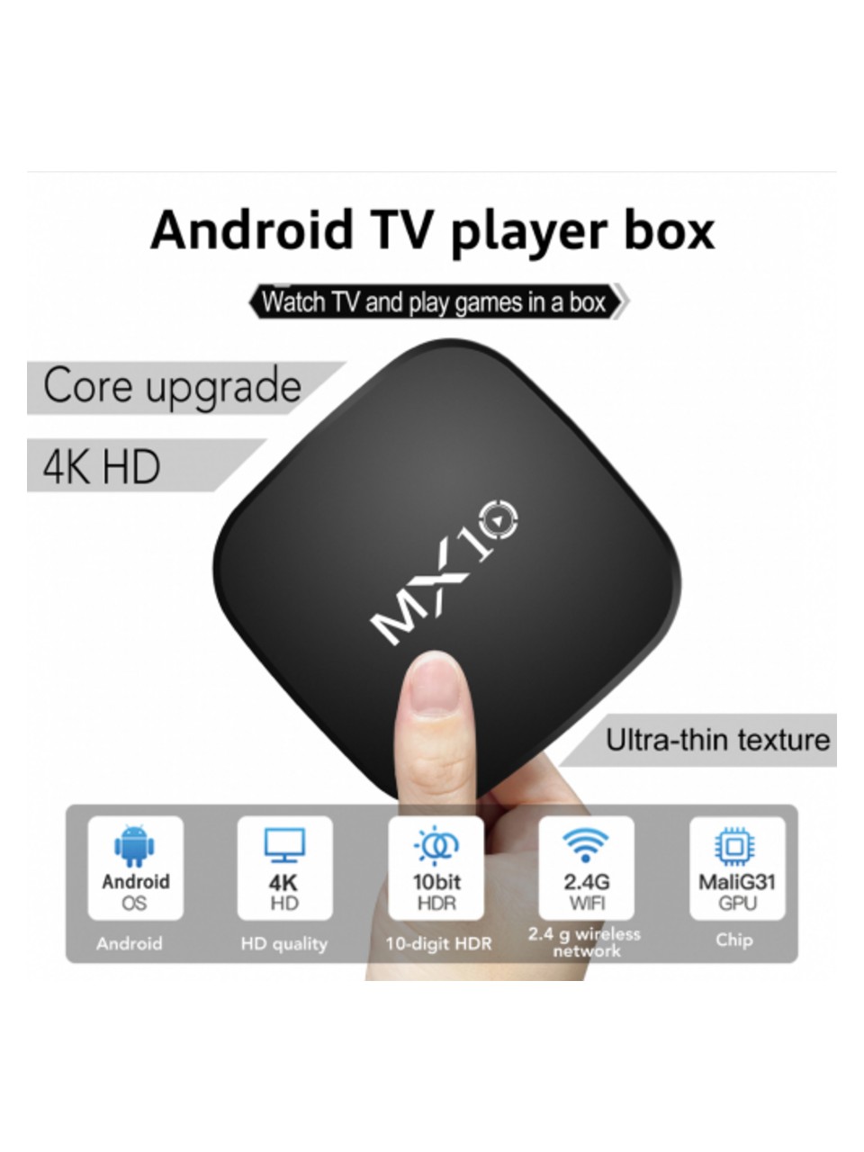 MX Box Android Tv Smart Box MX10 Kablolu-Kablosuz Tv Quad Core Cpu 4K Tv Box