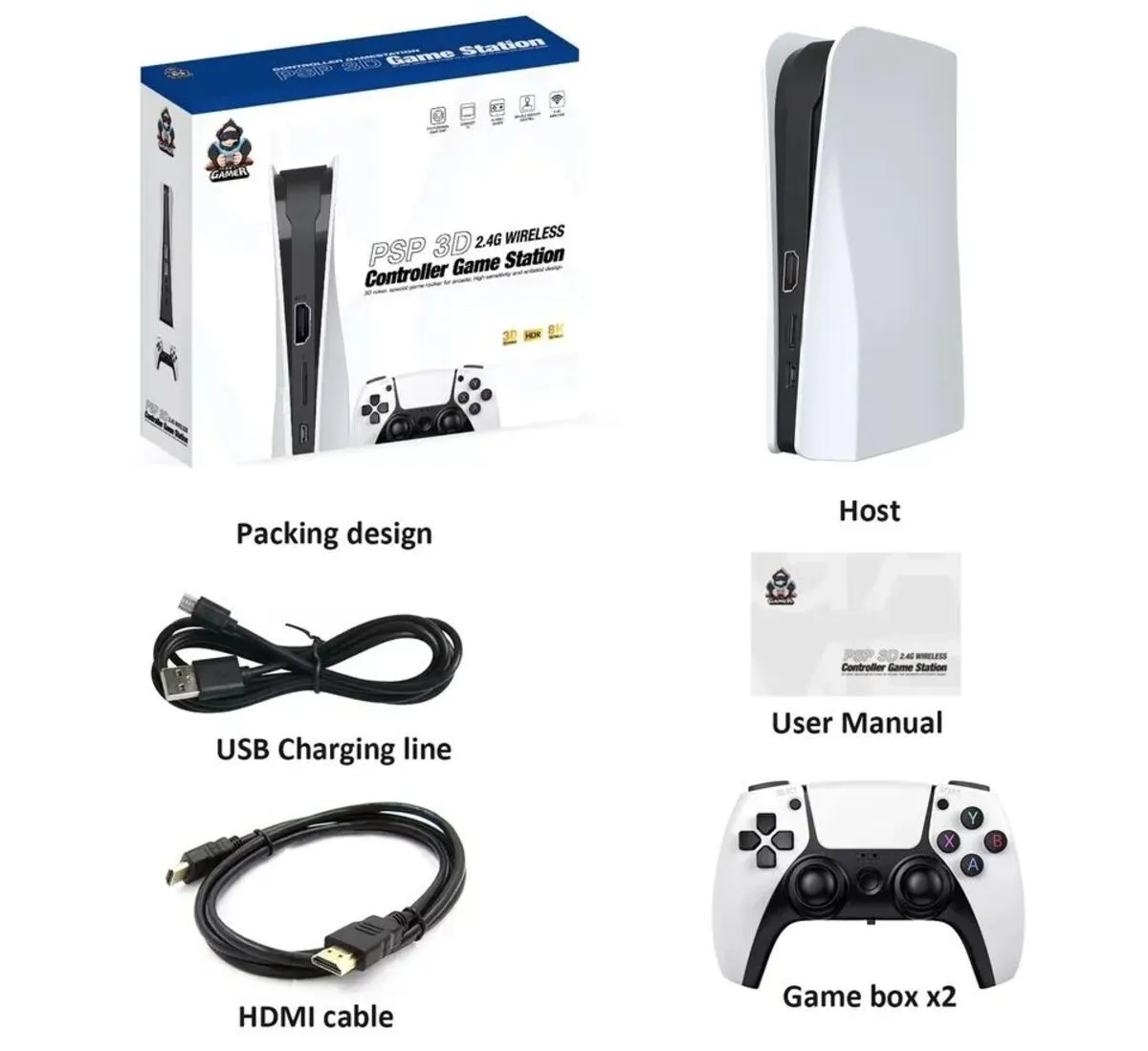 TKM-Q10 Güncel Sürüm Ps5 Kollu 4k Uhd Retro Joystick 128gb Ps1pes/gta Atari Çift Kişilik Oyun Konsolu 26700 3d Oyunlu