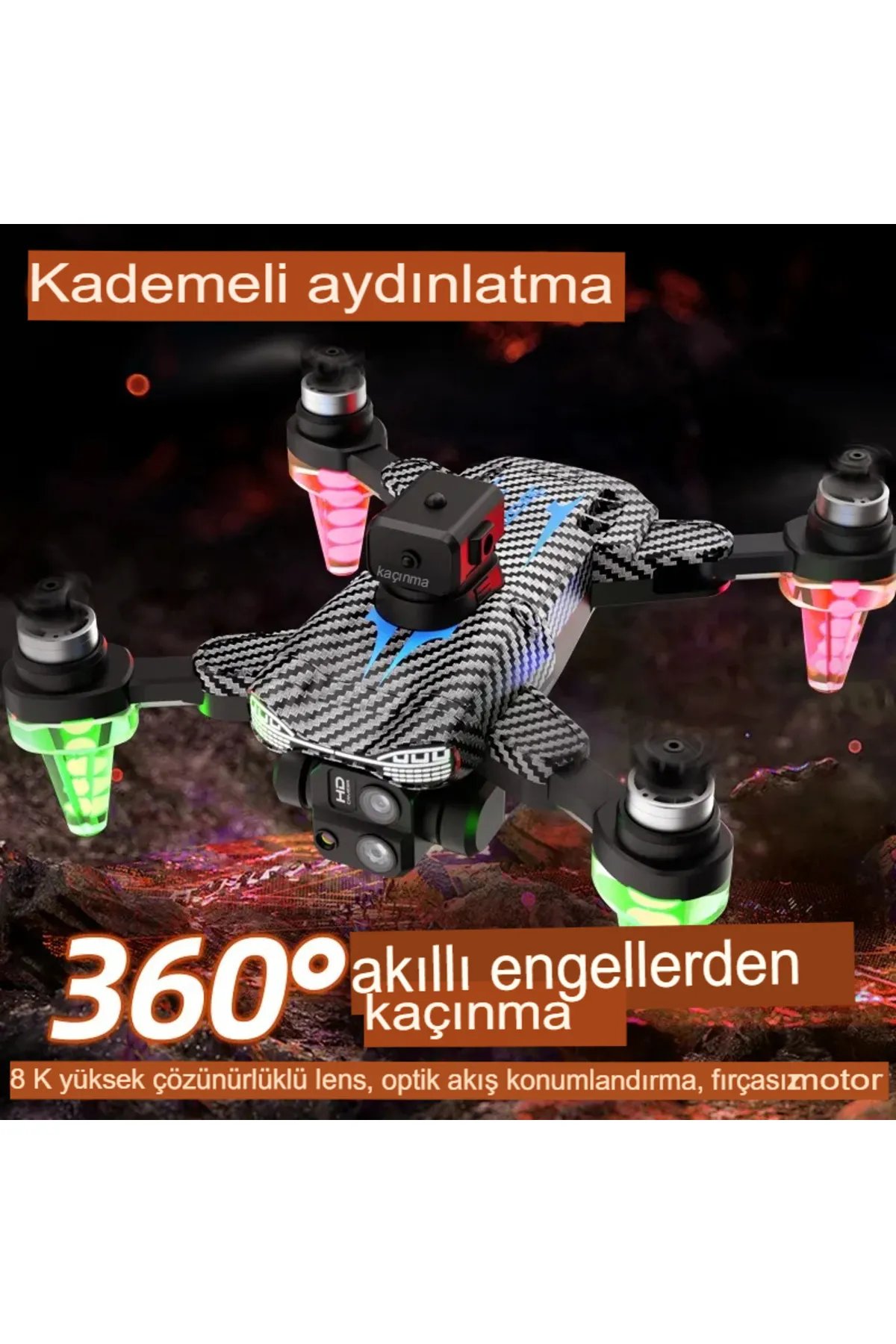 C19S Akıllı Engel Tanıma ve Renkli Işıklandırmalı Profesyonel Drone! ✨